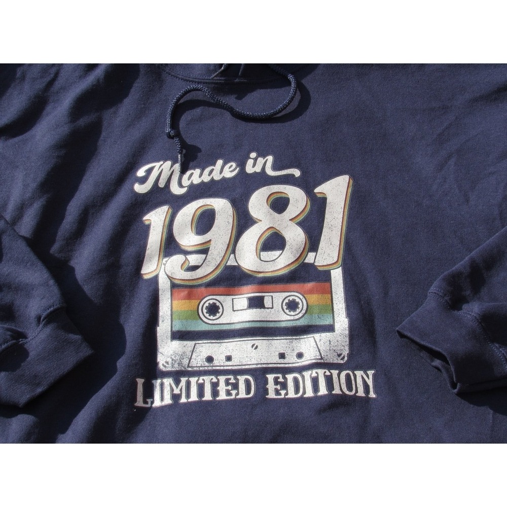 Gildan Hoodie Men's Navy Blue 2XL Made in 1981 Graphic Cotton‎ Blend - Picture 5 of 10